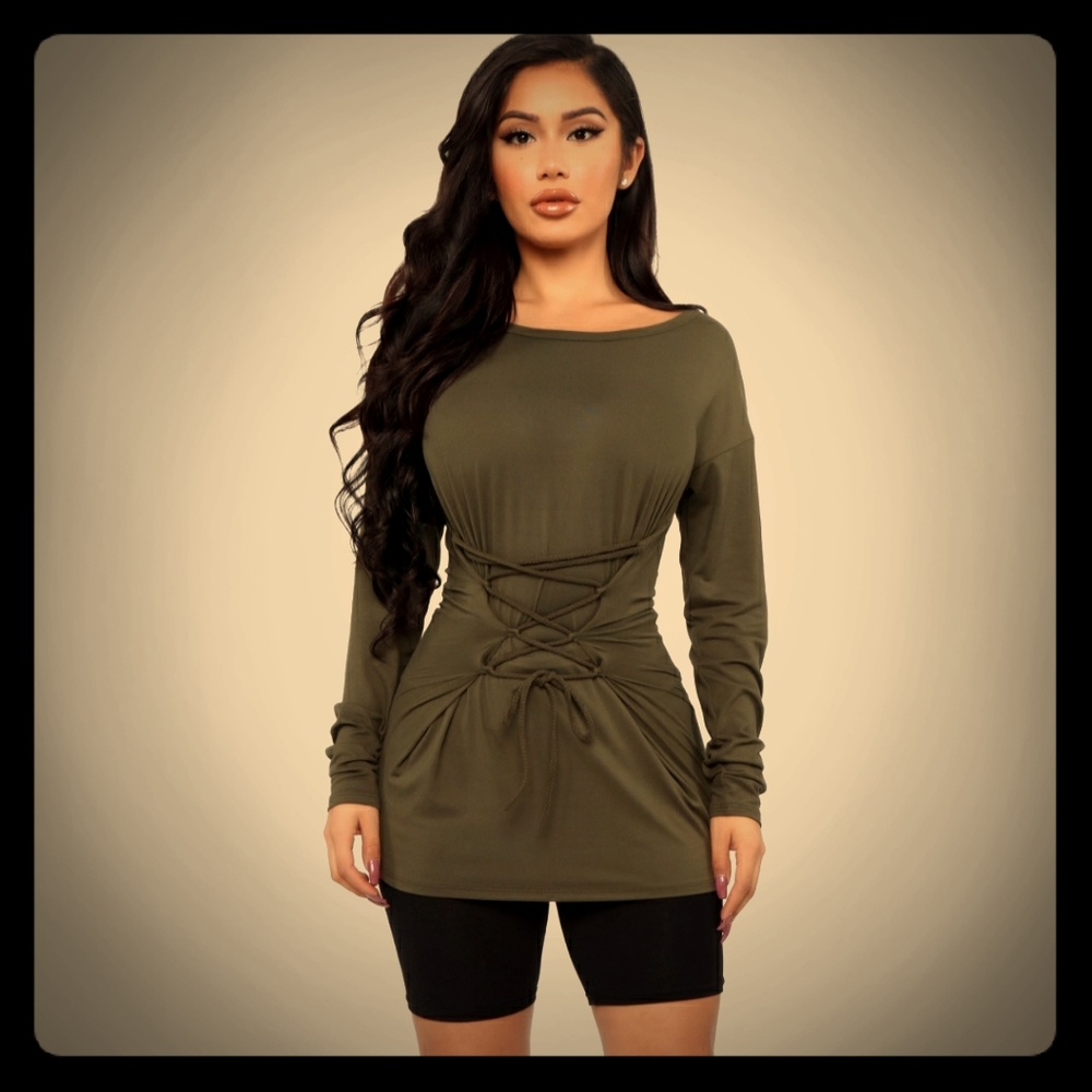 Olive green tunic top